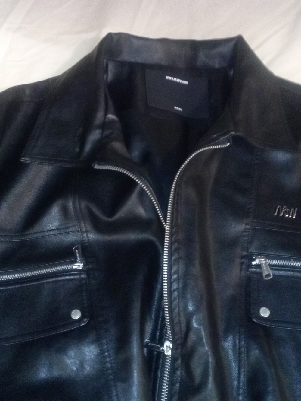 Naws Black Leather Zip Jacket